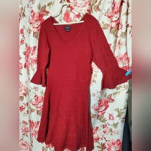 Deep Red Long Sleeve Dress Medium Liz Claiborne